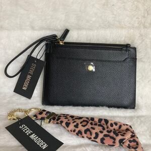 Brand New Steve Madden Wristlet Wallets 3 Pcs. Black Box Set Scarf Keychain Nice